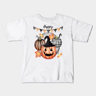 Pumpkin Witch Hat & Candies: Halloween Delight Kids T-Shirt